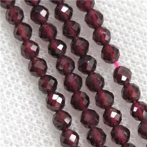 red Garnet Seed Beads, faceted round, approx 2mm dia [GB10971-2MM]