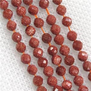 tiny gold SandStone Seed Beads, faceted round, approx 3mm dia [GB10981-3MM]
