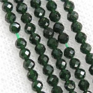 tiny green SandStone seed Beads, faceted round, approx 2mm dia [GB10982-2MM]