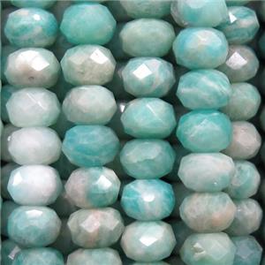 Brazilian Amazonite stone beads, faceted rondelle, approx 4x6mm [GB11000-4X6MM]