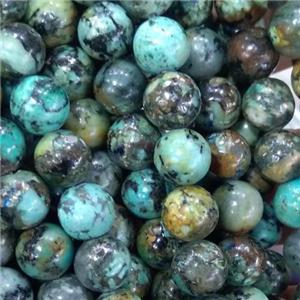 round natural African turquoise beads, approx 8mm dia [GB11018]
