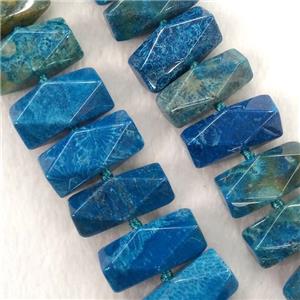 blue Coral Fossil beads, faceted cuboid, approx 13-30mm [GB11046]