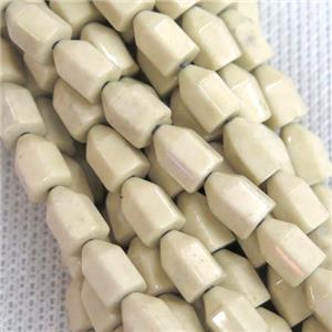 cream Oxidative Agate bullet beads, approx 6-8mm [GB11115]