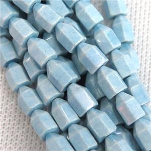 blue Oxidative Agate bullet beads, approx 6-8mm [GB11119]