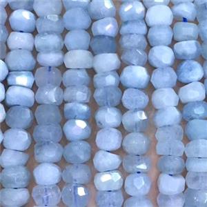 Aquamarine beads, faceted rondelle, AA-grade, approx 5-8mm [GB11135]