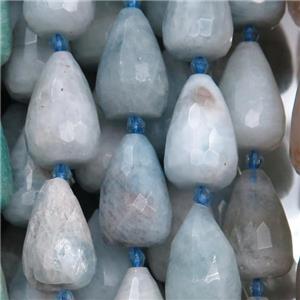 blue Aquamarine Beads, faceted teardrop, approx 15-23mm [GB11141]
