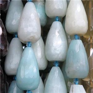 Chinese Amazonite beads, faceted teardrop, approx 15-23mm [GB11144]