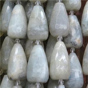 white Moonstone beads, faceted teardrop, B-grade, approx 15-23mm [GB11147]