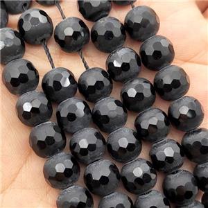 black Onyx agate beads, faceted round, approx 6mm dia [GB11153-6MM]