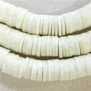 Fimo Polymer Clay Heishi Beads, white, approx 8mm dia [GB11169]