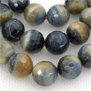 fancy tiger eye stone beads, faceted round, approx 12mm dia [GB11178-12MM]