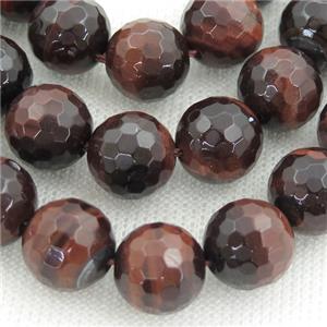 red tiger eye stone bead, faceted round, approx 12mm dia [GB11179-12MM]