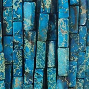 blue Imperial Jasper tube beads, approx 4x4x13mm [GB11196]