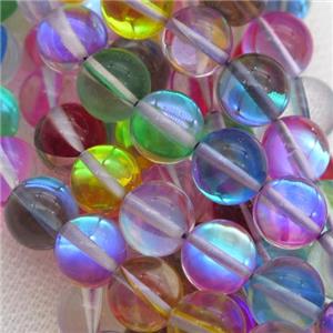 round synthetic Mystic Aura Quartz Crystal Beads, glowing, mixed color, approx 12mm dia [GB11203-12MM]