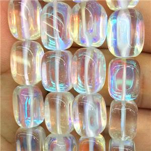synthetic Mystic Aura Quartz Crystal Beads, clear, cuboid, approx 10x12mm [GB11207-10X12MM]