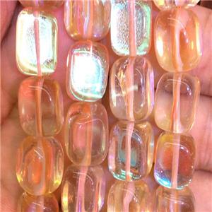 synthetic Mystic Aura Quartz Crystal Beads, peach, cuboid, approx 10x12mm [GB11209-10X12MM]