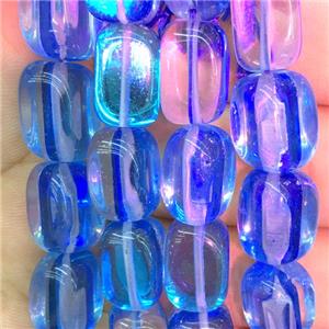 synthetic Mystic Aura Quartz Crystal Beads, blue, cuboid, approx 10x12mm [GB11212-10X12MM]
