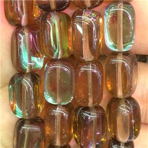 synthetic Mystic Aura Quartz Crystal Beads, coffee, cuboid, approx 10x12mm [GB11214-10X12MM]