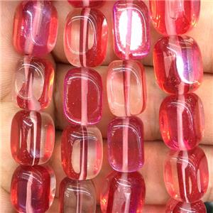 synthetic Mystic Aura Quartz Crystal Beads, red, cuboid, approx 10x12mm [GB11215-10X12MM]