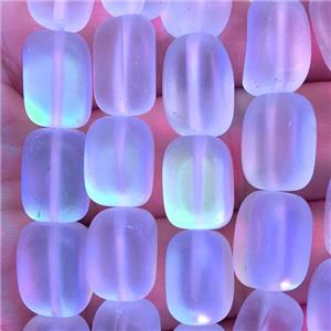 synthetic Mystic Aura Quartz Crystal cuboid Beads, white, matte, approx 10x12mm [GB11216-10X12MM]