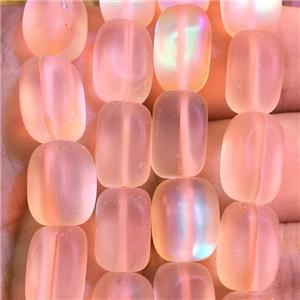 synthetic Mystic Aura Quartz Crystal cuboid Beads, peach, matte, approx 10x12mm [GB11219-10X12MM]