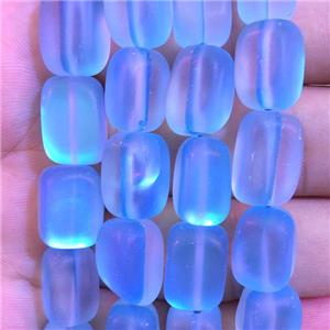 synthetic Mystic Aura Quartz Crystal cuboid Beads, blue, matte, approx 10x12mm [GB11220-10X12MM]