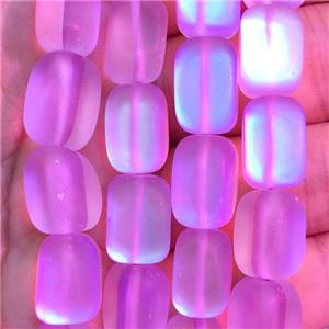 synthetic Mystic Aura Quartz Crystal cuboid Beads, hotpink, matte, approx 10x12mm [GB11223-10X12MM]