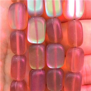 synthetic Mystic Aura Quartz Crystal cuboid Beads, red, matte, approx 10x12mm [GB11225-10X12MM]