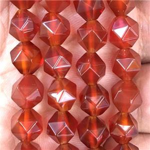 red Carnelian Agate beads, faceted round, approx 8mm dia [GB11247-8MM]