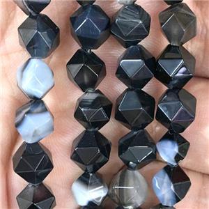 black Agate beads, faceted round, approx 8mm dia [GB11248-8MM]
