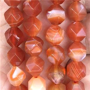 red striped Agate beads, faceted round, approx 8mm dia [GB11249-8MM]