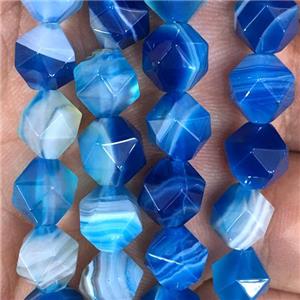 blue striped Agate beads, faceted round, approx 10mm dia [GB11250-10MM]