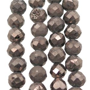coffee Agate Druzy beads, faceted round, approx 10mm dia [GB11251-10MM]