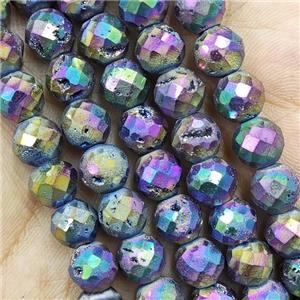 rainbow Agate Druzy beads, faceted round, approx 6mm dia [GB11253-6MM]