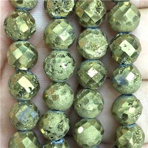 gold Agate Druzy beads, faceted round, approx 10mm dia [GB11255-10MM]