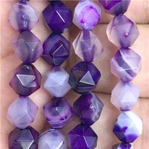 purple striped Agate beads, faceted round, approx 8mm dia [GB11257-8MM]