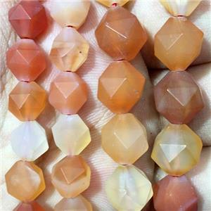 red matte Carnelian Agate beads, faceted round, approx 8mm dia [GB11263-8MM]