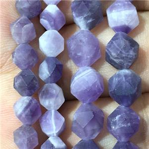 matte purple Dogtooth Amethyst beads, faceted round, approx 8mm dia [GB11267-8MM]