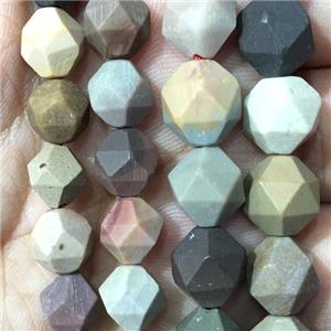 matte multi-color Agate beads, faceted round, approx 8mm dia [GB11269-8MM]