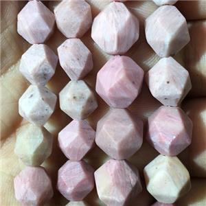 matte pink Wood Lace Jasper beads, faceted round, approx 6mm dia [GB11272-6MM]