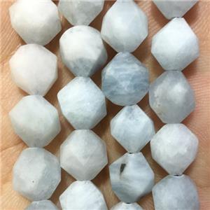 matte blue Aquamarine beads, faceted round, approx 8mm dia [GB11274-8MM]