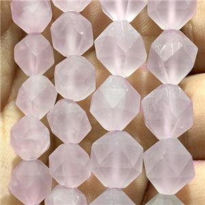 matte pink Rose Quartz beads, faceted round, approx 6mm dia [GB11277-6MM]
