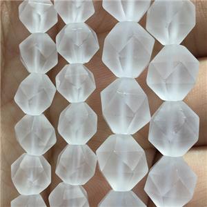 matte Clear Quartz beads, faceted round, approx 10mm dia [GB11279-10MM]