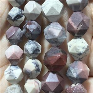 matte porcelain Jasper beads, faceted round, approx 8mm dia [GB11286-8MM]