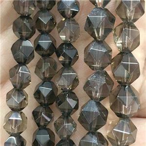 faceted round Smoky Quartz beads, approx 8mm dia [GB11294-8MM]