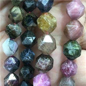 multi-color Tourmaline beads, faceted round, approx 8mm dia [GB11299-8MM]