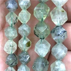 faceted round Green Prehnite beads, approx 8mm dia [GB11301-8MM]