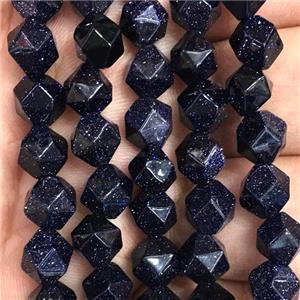 blue sandStone beads, faceted round, approx 8mm dia [GB11317-8MM]