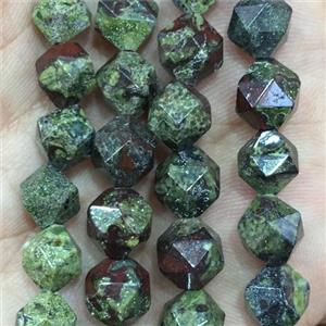 green DragonBlood Jasper beads, faceted round, approx 6mm dia [GB11325-6MM]