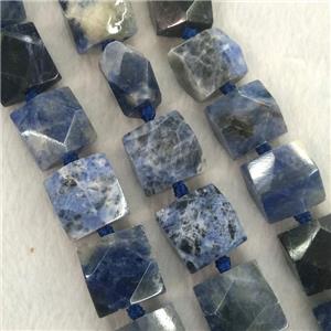 blue Sodalite beads, faceted square, approx 16-18mm [GB11366]